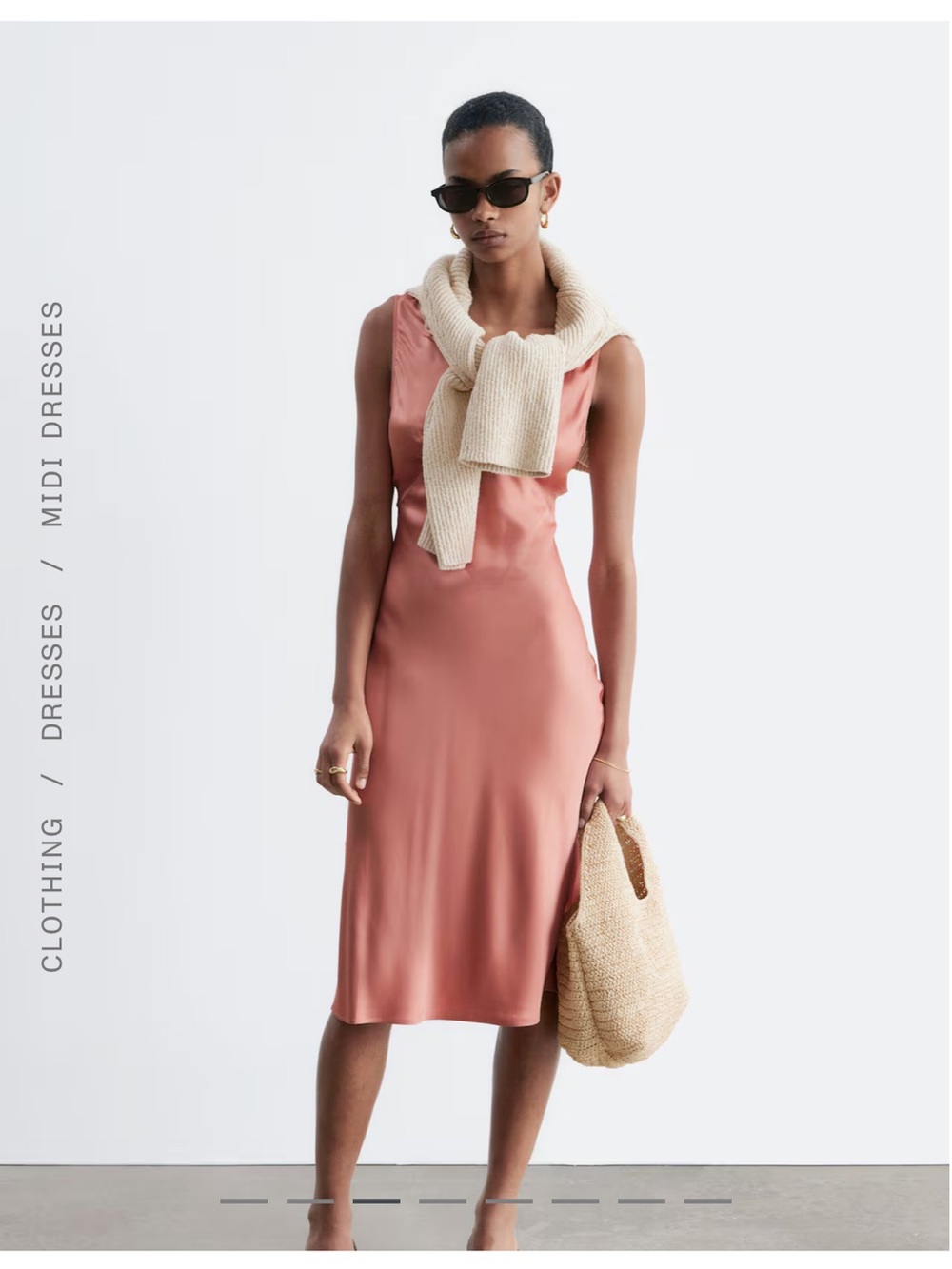 Satin Slip Midi Dress in Rosewood